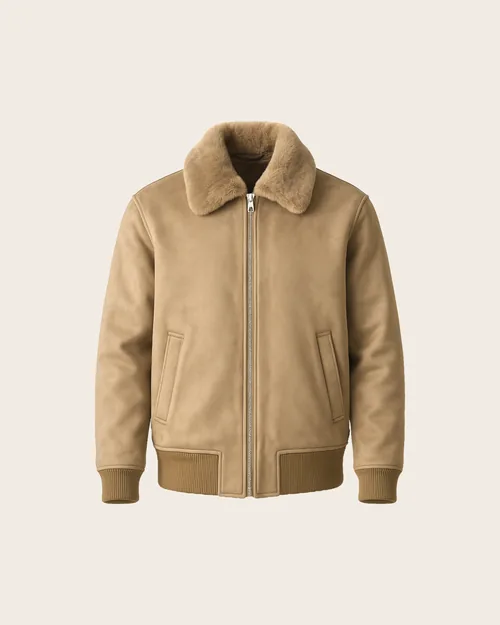 Dario — Bomberjacke in Wildlederoptik, Kunstpelzkragen, Outerwear für Herren von Legenda Fashion