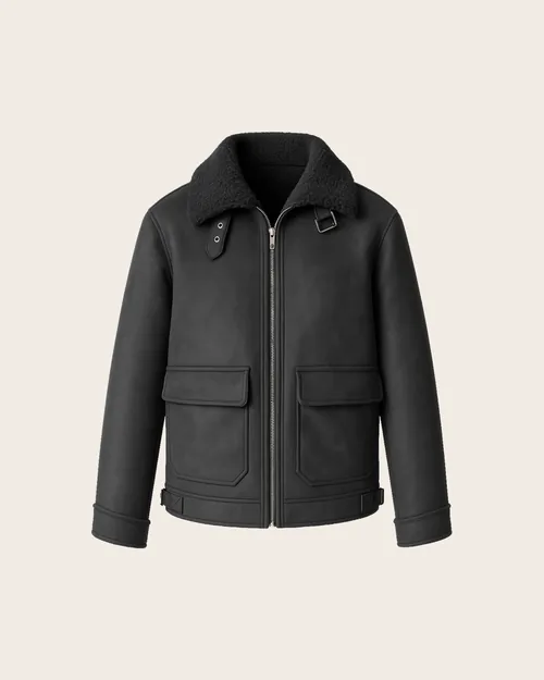 Elio — Fliegerjacke in Wildlederoptik, Kragen aus Kunstlammfell, Outerwear für Herren von Legenda Fashion