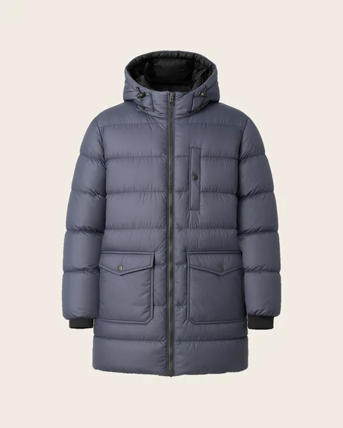 Pablo — Lange Steppjacke mit Kapuze, Outerwear für Herren von Legenda Fashion