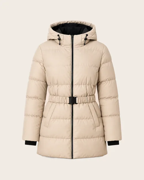 Elena — Steppjacke mit Kapuze und Gürtel, Outerwear für Damen von Legenda Fashion