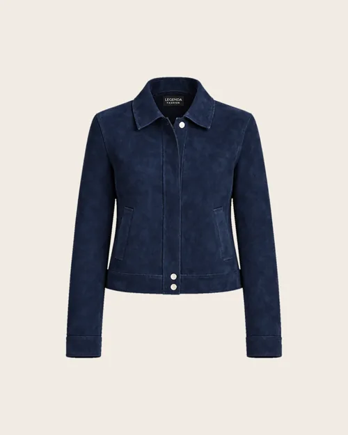 Nerea — Jacke aus Schweinsvelours mit Druckknopfleiste, Outerwear für Damen von Legenda Fashion