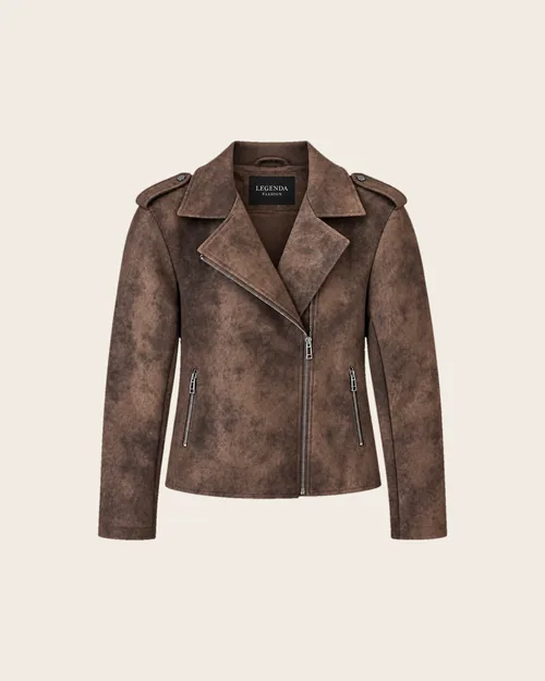 Rita — Bikerjacke aus Kunstleder in Vintage-Optik, Outerwear für Damen von Legenda Fashion