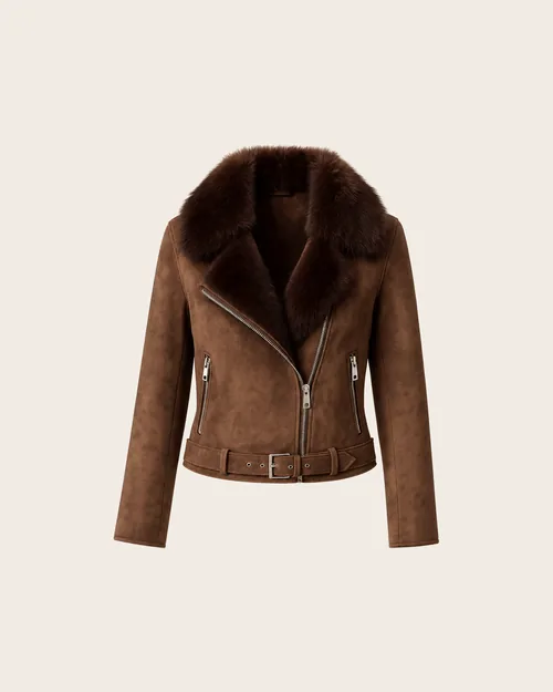 Sofia — Bikerjacke aus Kunstleder, Kunstpelzkragen, Outerwear für Damen von Legenda Fashion